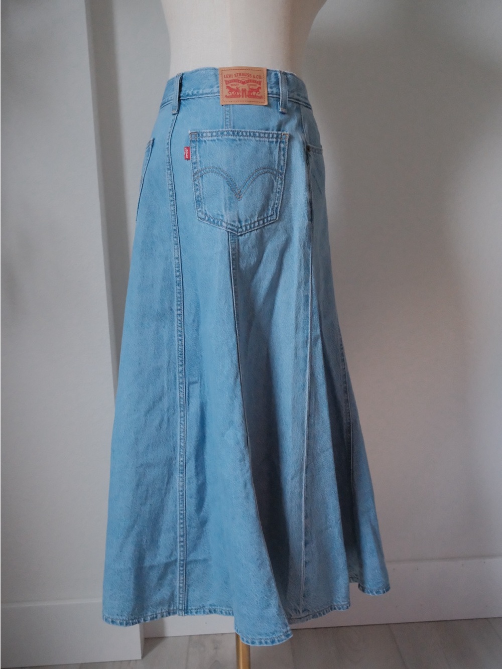 Levi's Pale Blue Denim Flared Maxi Skirt - Picture 6 of 7